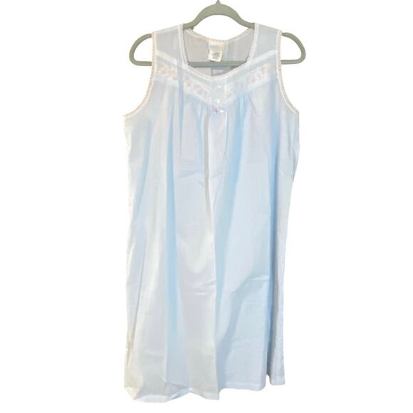 Vintage Blue Lace Trim Nightgown Simply Basic Large Cottagecore USA coquette - Picture 1 of 6
